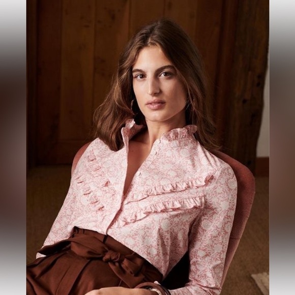 Sezane Rozy floral ruffle button front blouse size 36 Smalll - Picture 3 of 8